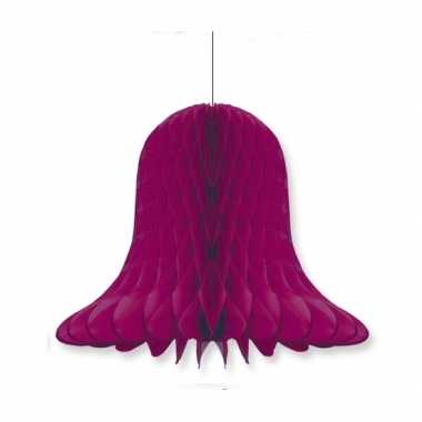 1x kerstversiering aubergine kerstklokken lampionnen 30 cm