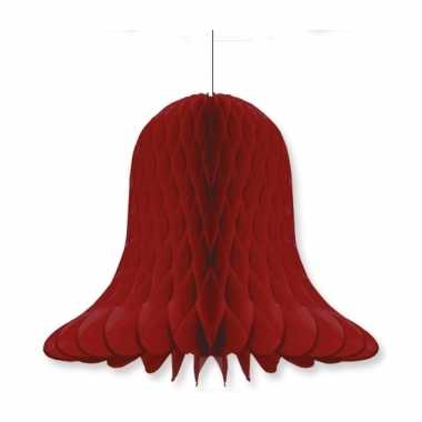 1x kerstversiering bordeaux rode kerstklokken lampionnen 20 cm