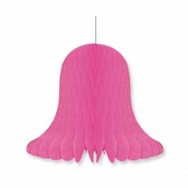 1x kerstversiering fuchsia kerstklokken lampionnen 20 cm