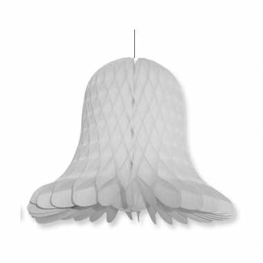 1x kerstversiering grijze kerstklokken lampionnen 30 cm