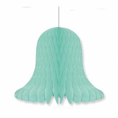 1x kerstversiering mintgroene kerstklokken lampionnen 20 cm