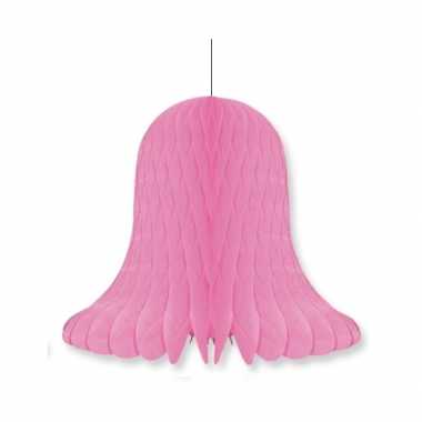 1x kerstversiering roze kerstklokken lampionnen 30 cm