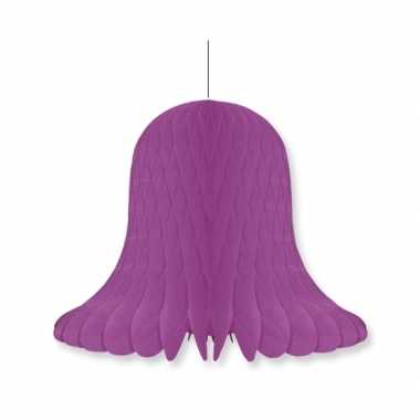 1x kerstversiering violet kerstklokken lampionnen 20 cm