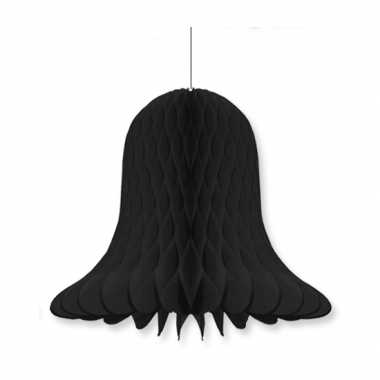 1x kerstversiering zwarte kerstklokken lampionnen 30 cm