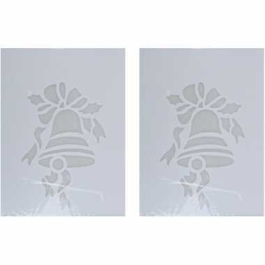 2x kerst raamsjablonen/raamdecoratie kerstklok plaatjes 35 cm