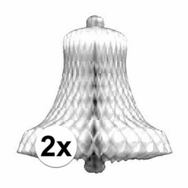 2x kerstklokken kerst versiering van honingraat papier