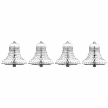 4x kerstklok kerst versiering van honingraat papier