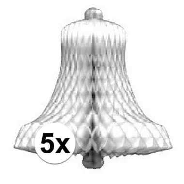 5x kerstklokken kerst versiering van honingraat papier