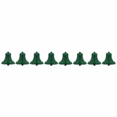 8x kerstklok van groen honingraat papier
