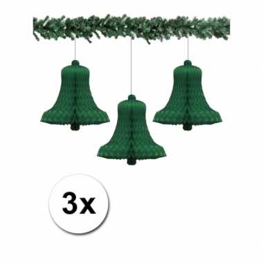 Groene kerstklokjes 50 cm van papier 3x