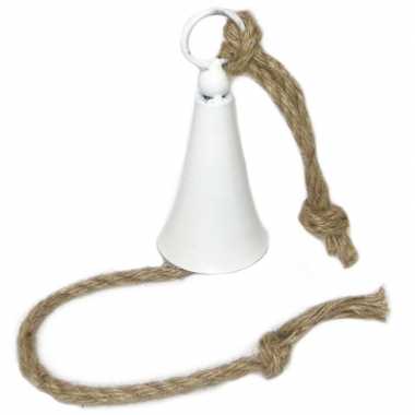 Kerstbel/kerstklok 7 x 15 cm metaal wit